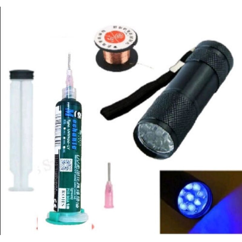 Kit Máscara  Uv Mechanic Verde Uvh 900 10cc + Lanterna Uv+agulha