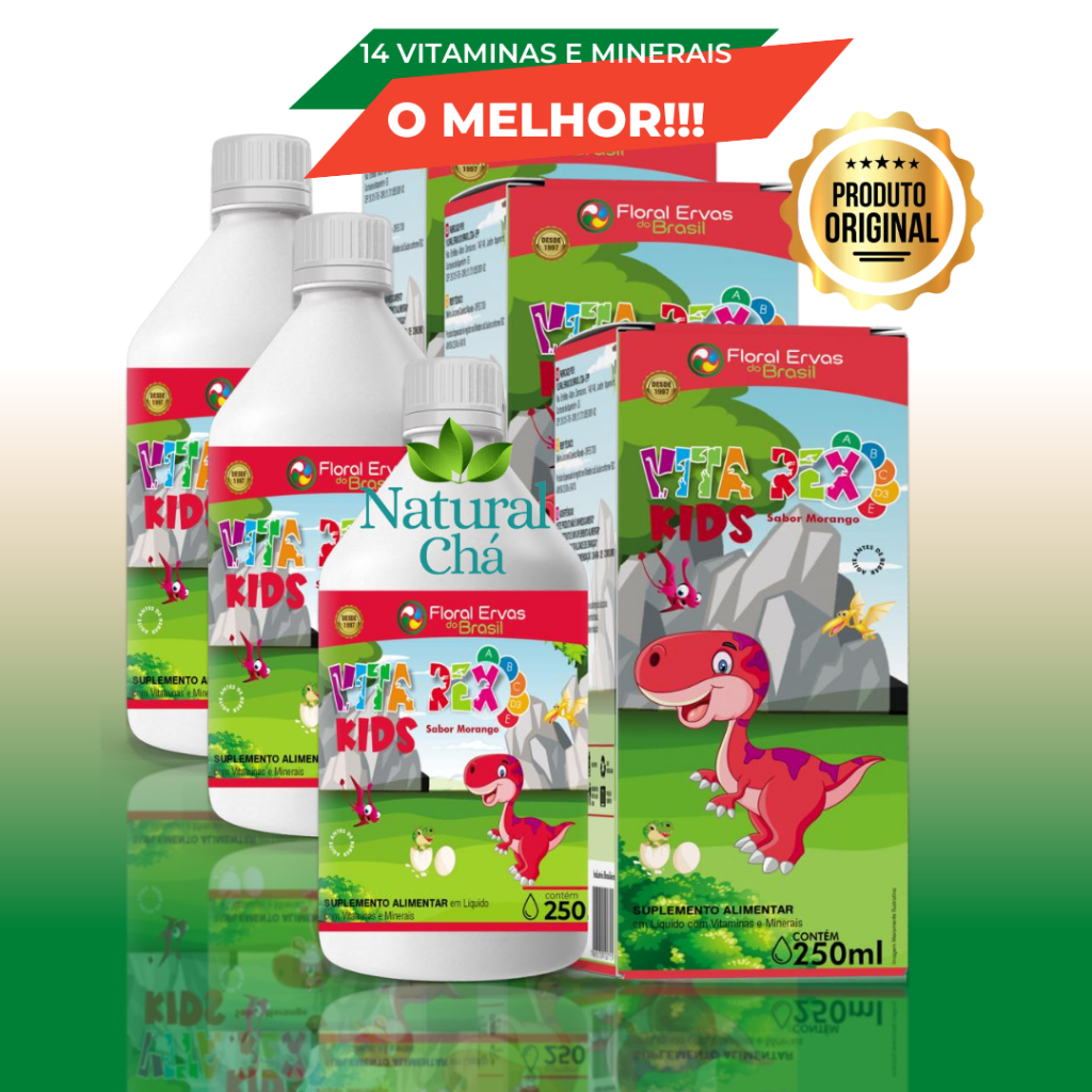 Vitamina Infantil VITA REX KIDS Multivitaminico p/ Criança Imunidade Sabor Morango - Estimula o Apetite