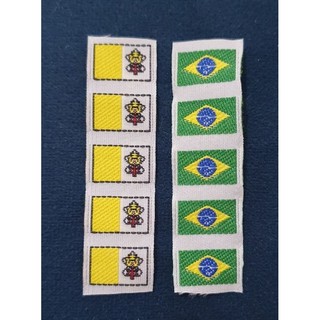 kit 5 pares de bandeira (05 Bandeirinha do Brasil e 05 do Vaticano bordada) p/ manto de Amigurumi 0.9x1.5
