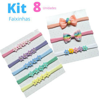 Kit 8 faixinhas laço para bebê lacinho tiarinha
