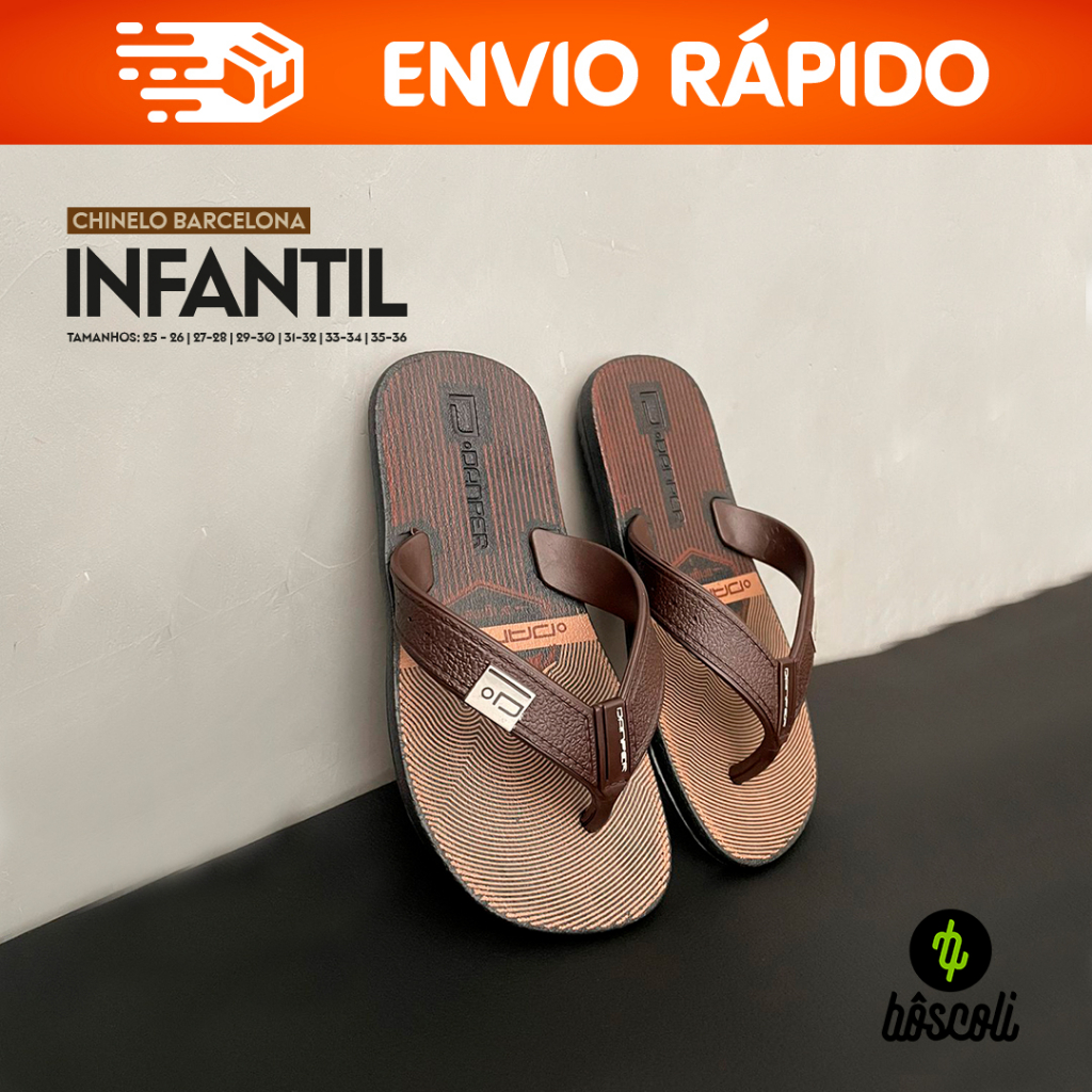 Chinelo Infantil Menino Chinelo de Dedo Danper  Marrom Barcelona em Oferta na Shopee