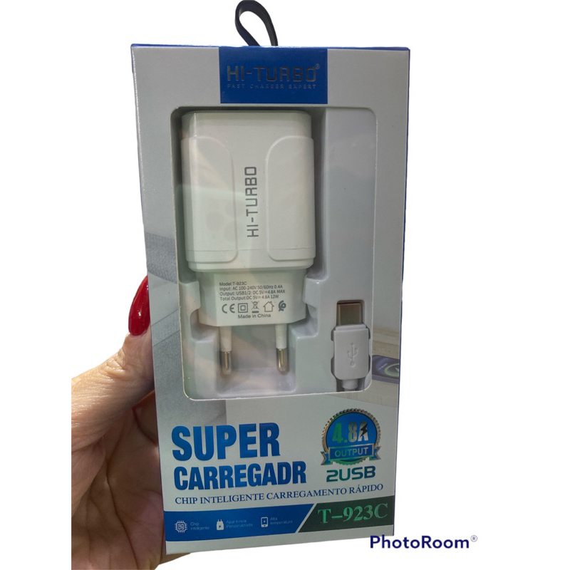 Loja moraes presentes 🎁   Carregador rápido  Modelo 923 Bivolt automático  5v 4.8A 12w 2 usb Cor branco  Entrada c Conteúdo da embalagem