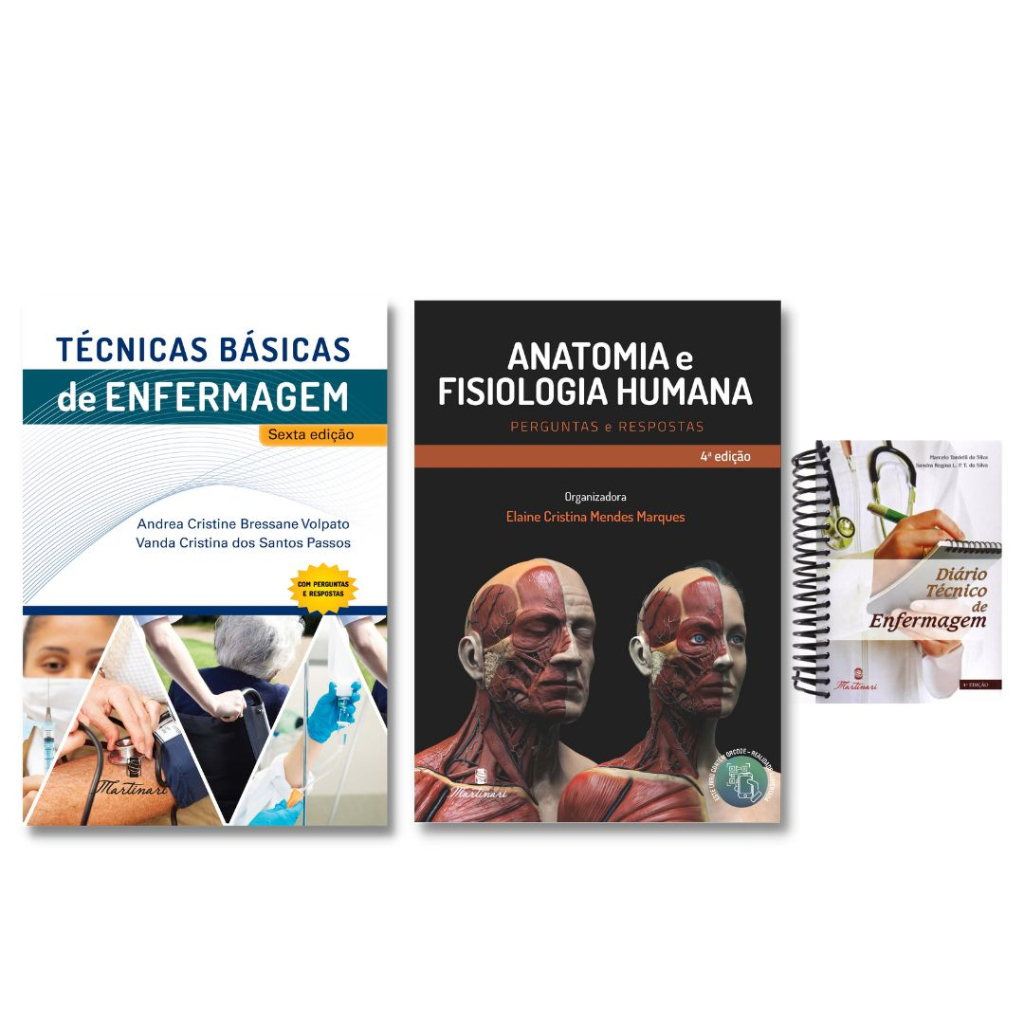 Técnicas Básicas De Enfermagem + Anatomia E Fisiologia Humana + Agenda/Diário Tecnico de Enfermagem | Kit 3 Em 1