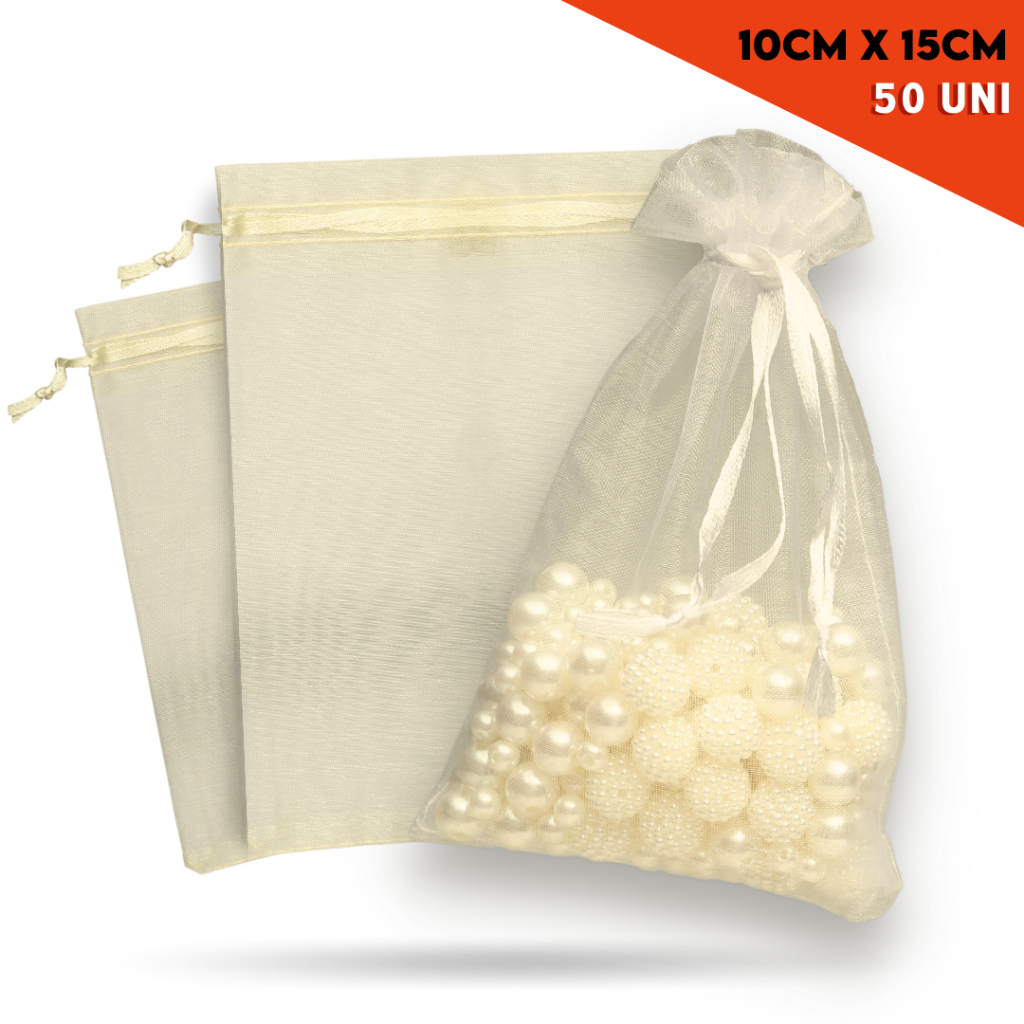 Saco Organza - Saquinho 10x15 Bege C/50 Para Lembrancinha
