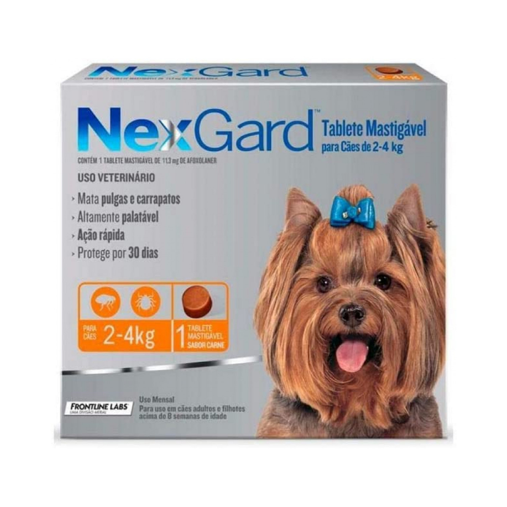 NexGard  Antipulgas e Carrapatos  68mg para Cães de 2 a 4 Kg Caixa com 1 Tablete ORIGINAL em Oferta na Shopee