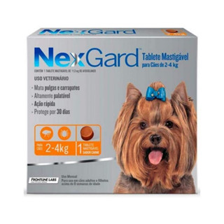 NexGard  Antipulgas e Carrapatos  68mg para Cães de 2 a 4 Kg Caixa com 1 Tablete ORIGINAL