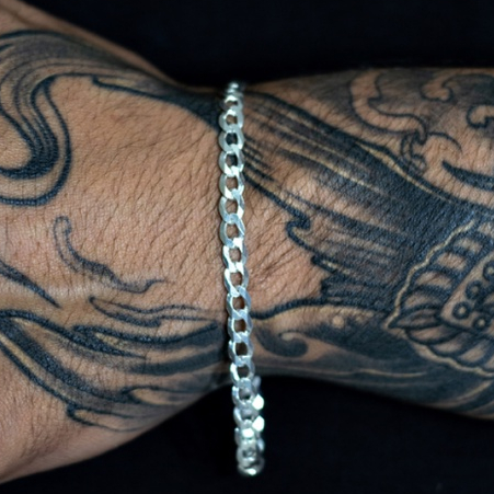 Pulseira masculina Banho de Prata aço inoxidável grumet 3mm 5mm 8mm 21cm