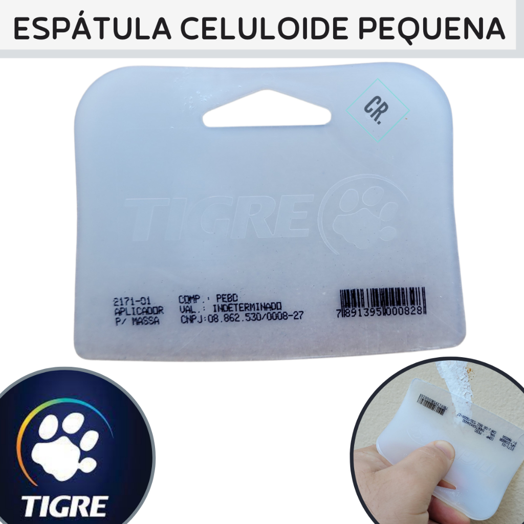 Espátula Celuloide Tigre Pequeno Aplicador Para Massa 2171-01 Espatula de Plástico Para Rejunte.