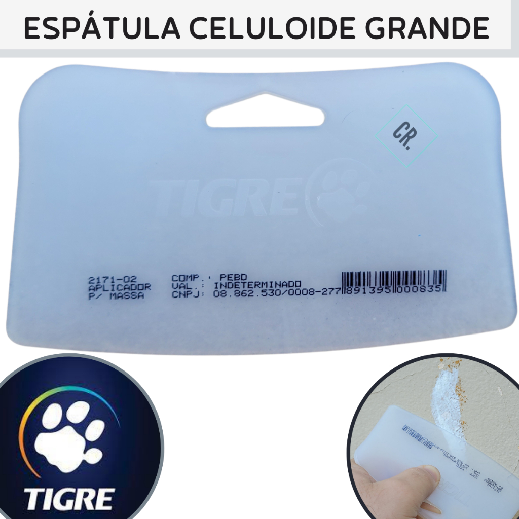 Espátula Celuloide Tigre Grande Aplicador Para Massa 2171-02 Espatula de Plástico Para Rejunte.