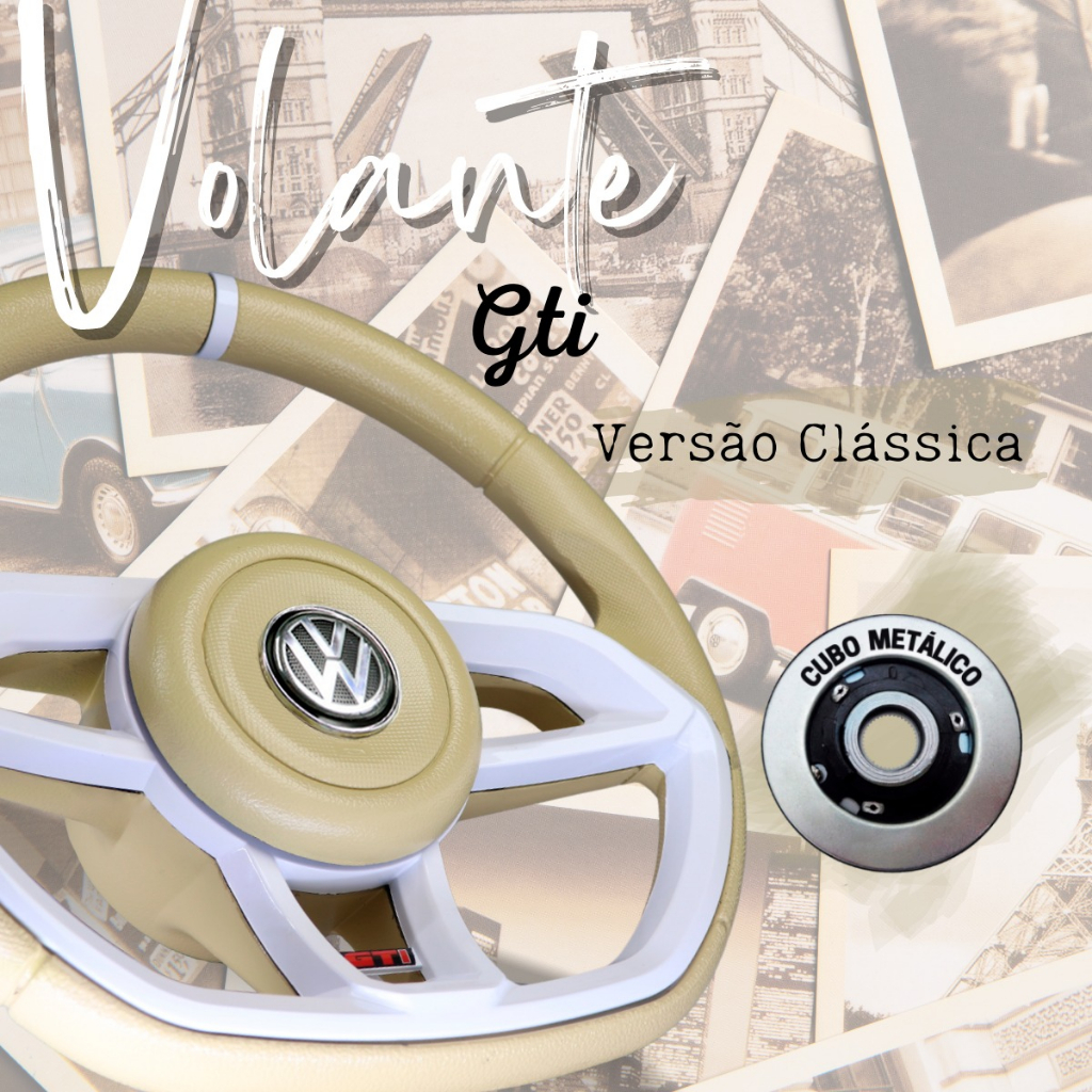 Volante Esportivo Gti Branco Vw Gol G2 G3 G4 bora saveiro santana parati golf polo em Oferta na Shopee