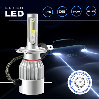 Kit 2  Lâmpadas Farol Milha Super Led Carro Automotivo C6 H1 / H3 / H4 / H7 / H11 / HB4 6500k  - 7200L Efeito Xenon