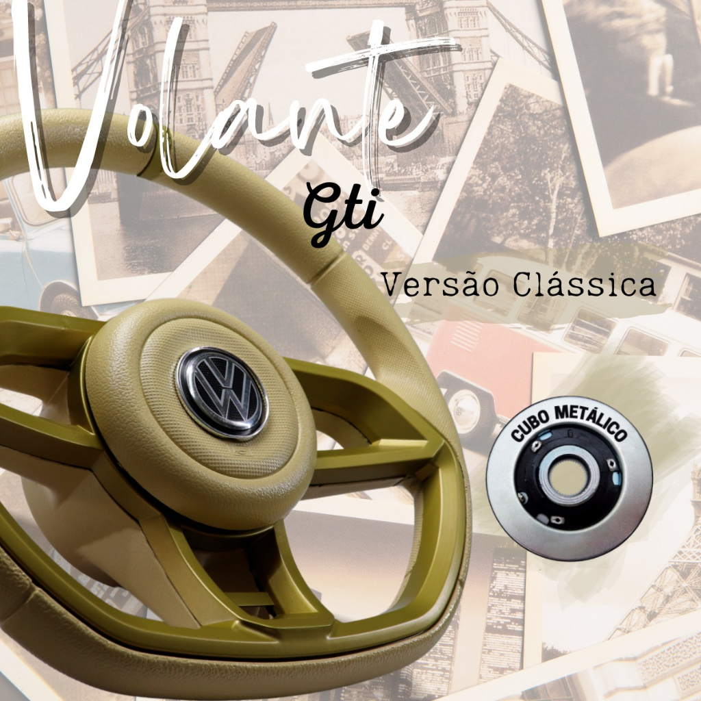 Volante Esportivo Gti Dourado Vw Polo Novo Fox Voyage Spacefox Crossfox Jetta Go