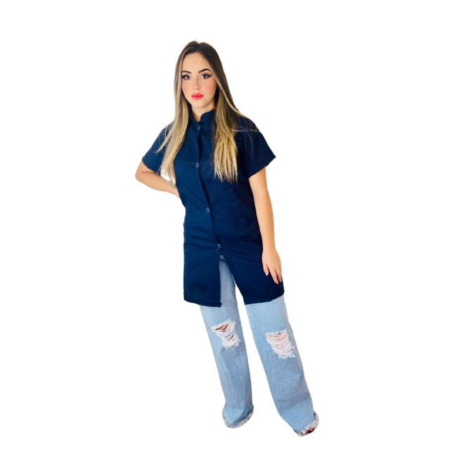 Jaleco com 3 bolsos de botões Manga curta Enfermeiro - Uniforme Profissional 96