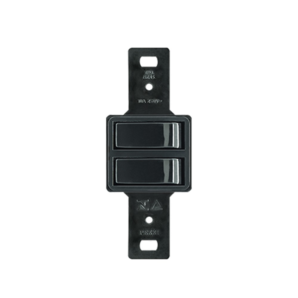 Kit interruptor 1 e 02 teclas + Interruptor + tomada 10A Preto S/espelho