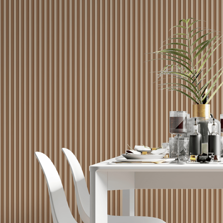 Papel de Parede Adesivo Lavável Madeira Ripada Cedro 3m x 50cm