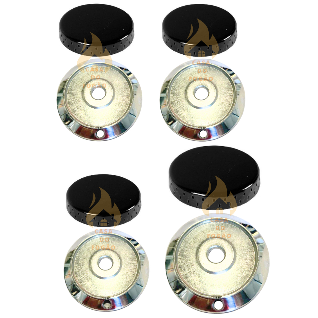 Kit 4 Bocas P/ Fogao Eletrolux Chef 52sm 52sg Tampas + Bacia 3P 1G
