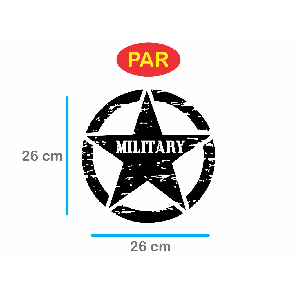 Par Adesivos Estrela Military 4X4 Off Road Troller Jeep Renegade - 26cm