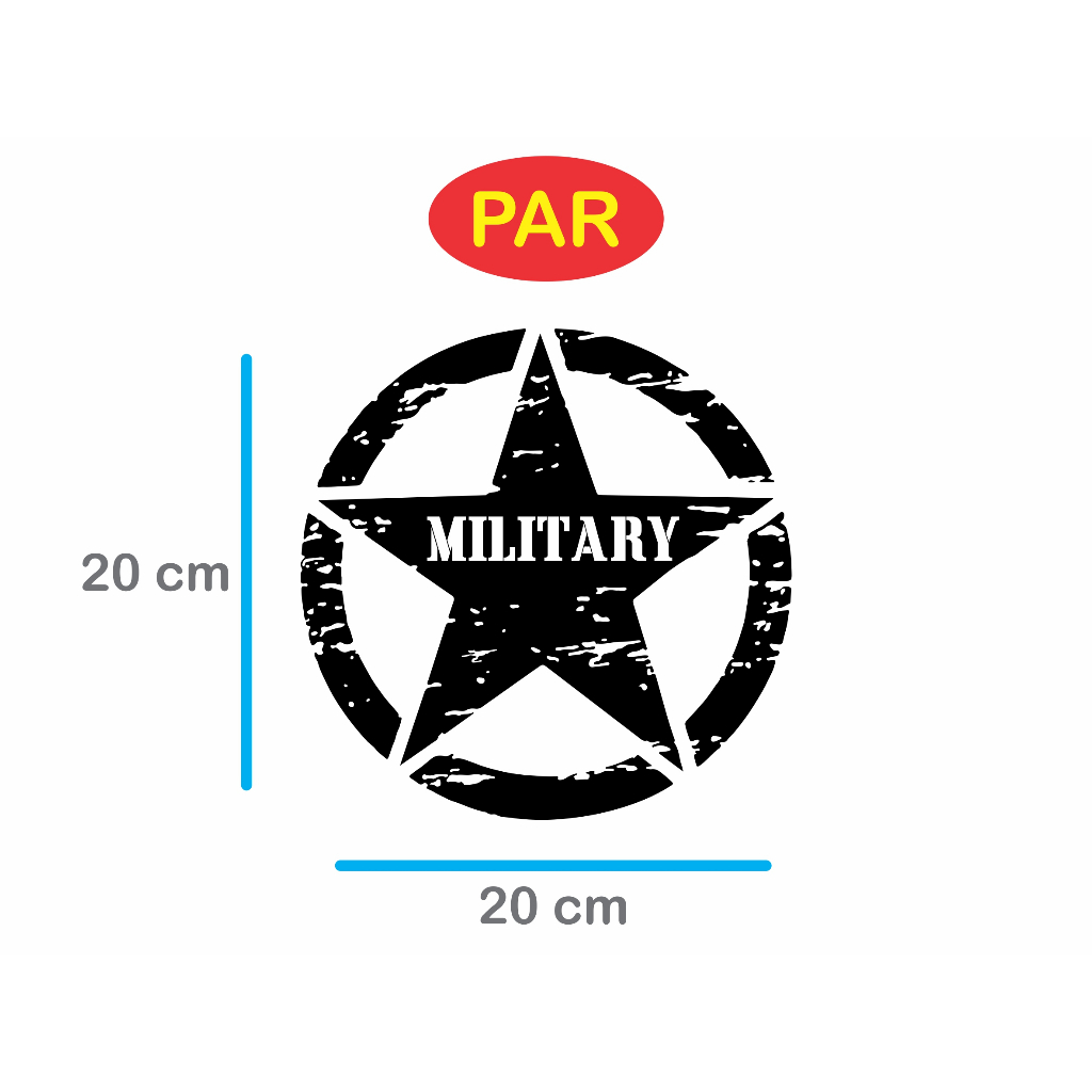 Par Adesivos Estrela Military 4X4 Off Road Troller Jeep Renegade - 20cm