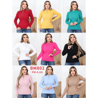 Cropped Manga Longa Com Zíper Gola Alta Invernor/ BM802