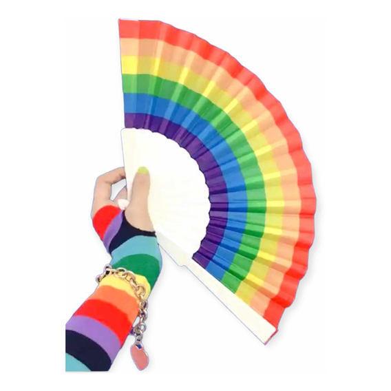 Kit 20 a 50 Leque Colorido Arco-íris Para Festa Dança Carnaval Decoração