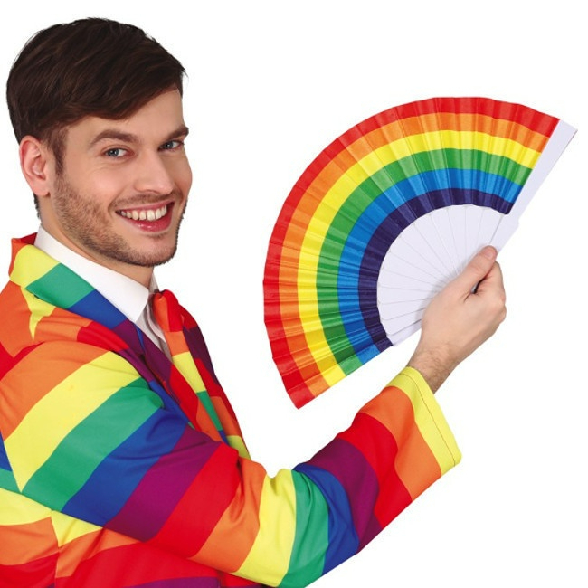 Kit 30 Leque Colorido Arco-íris Para Festa Dança Carnaval Decoração