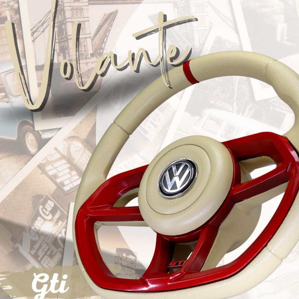 Volante Direção Esportiva Gti Vermelho Vw Fusca Brasília Variant Buggy Bugre Kombi Todas Parati · foto 2