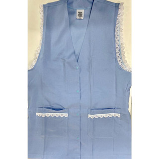 Jaleco Bata Em Oxford Com Bordado Lateral *cor Azul * Santa Clara ( RENDA AZUL OU BRANCA SORTIDO )