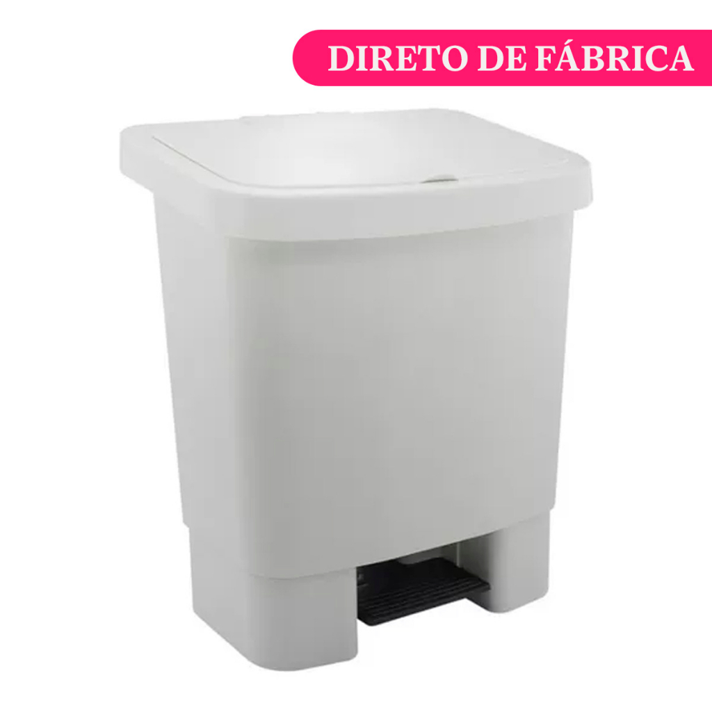 Lixeira 30 Litros Cesto Quadrado Reforçado Plástico com Pedal Várias Cores