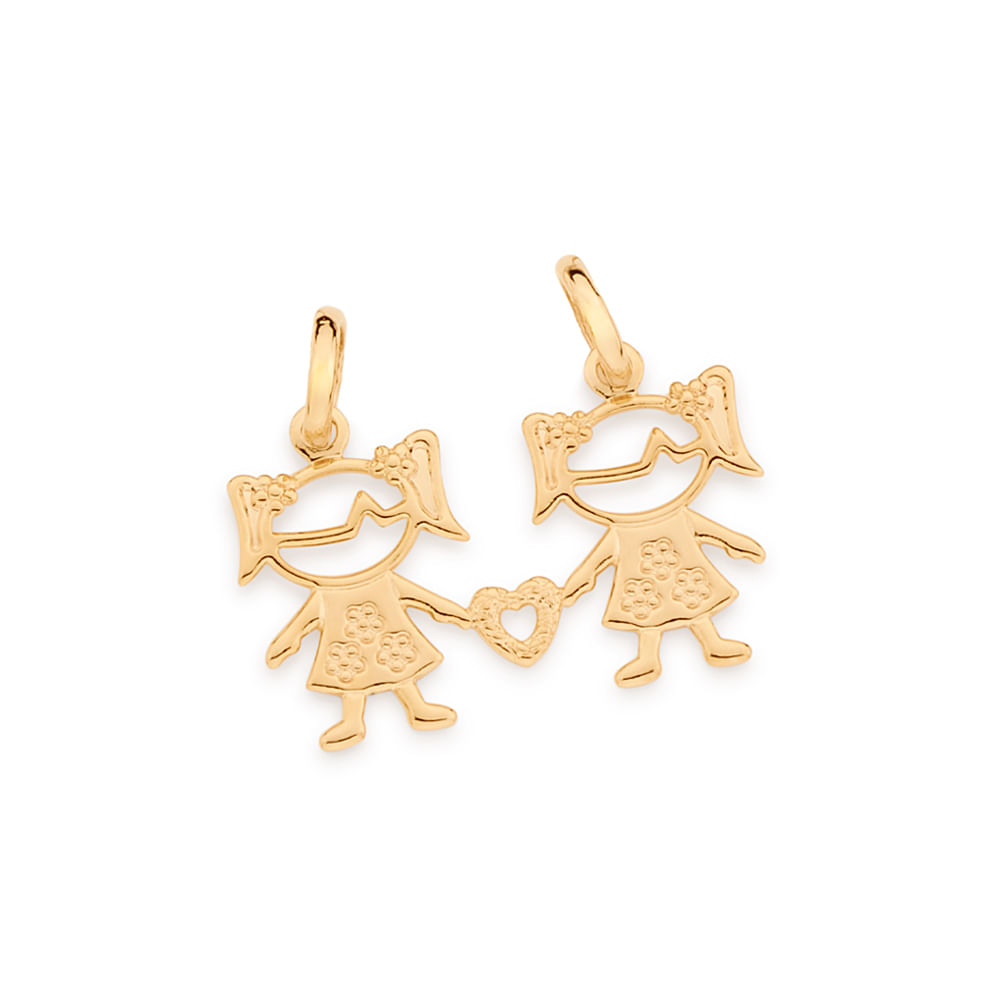 Pingente Rommanel 2 Duas Meninas coração no meio 542645 em Oferta na Shopee