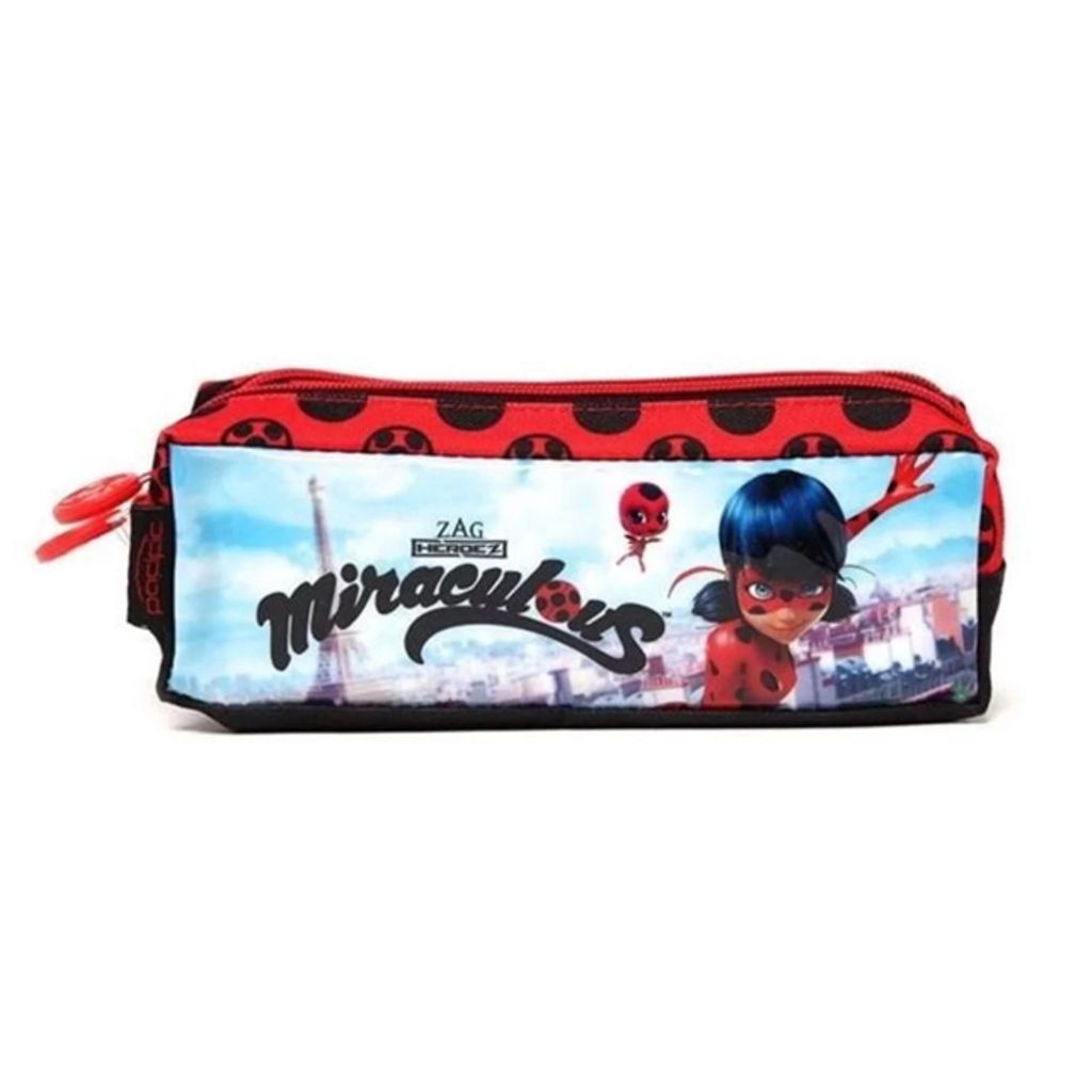 Estojo Escolar Miraculous Ladybug Duplo Pratico Bem Acabado