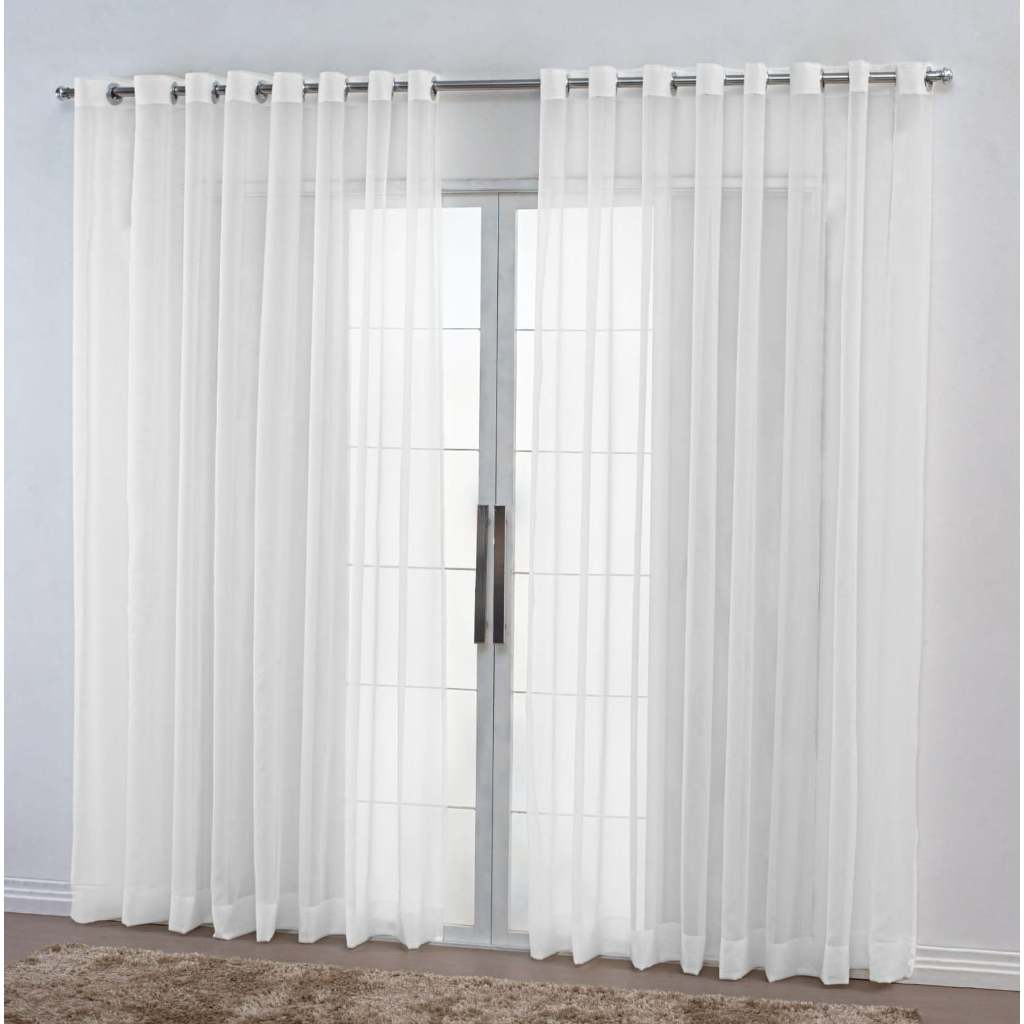 Cortina Só Voil Sem Forro 4.00x2.30 Transparente Para Varão Sala Quarto em Oferta na Shopee