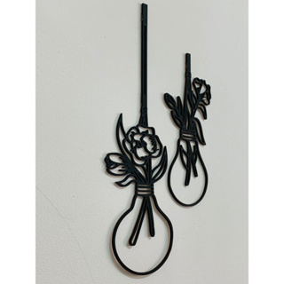 Kit Quadros Decorativos Vazados Lâmpada Flores Florais MDF Preto 3mm Promoção em Oferta na Shopee