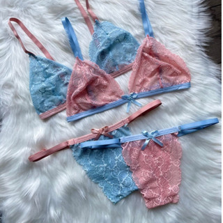 Kit 5 Conjuntos De Lingerie Sem Bojo Em Renda Bicolor Moda Íntima