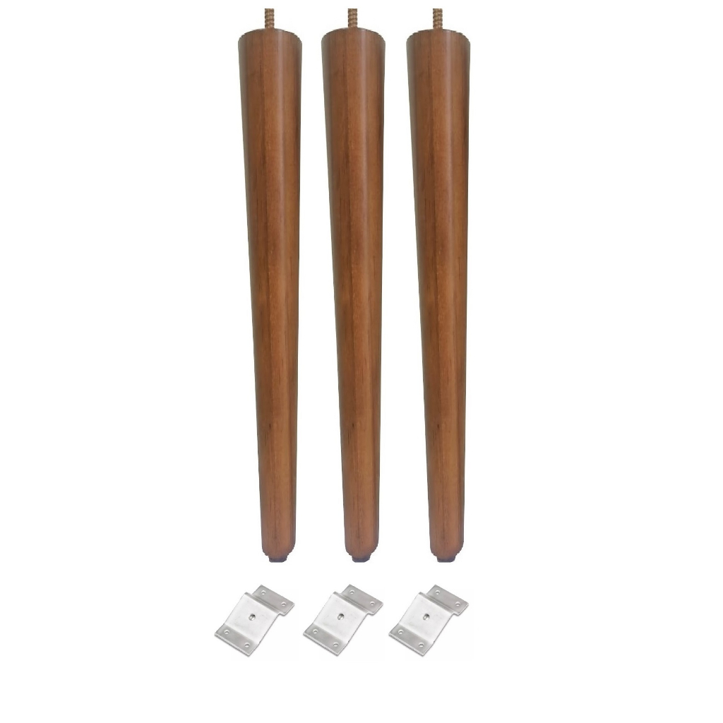 3 Pés Palito 60cm Parafuso 5/16 Madeira Pinus + 3 Chapinha Chapa Metal Inclinada - JT HOME