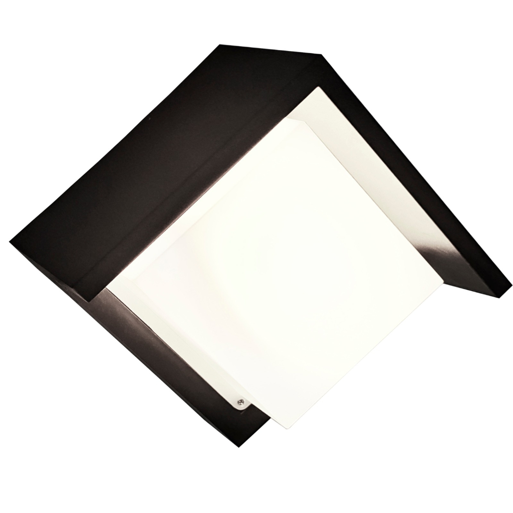 01 Arandela Quadrada Preta Luminária Parede Muro + Lâmpada Led G9 9w Alta Performance