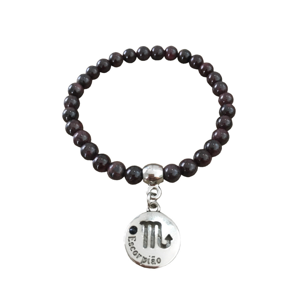 Pulseira pedras Granada natural signo de escorpião