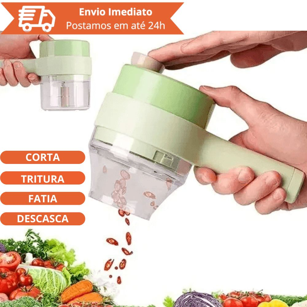 Kit Cortador de Legumes Elétrico Portátil 4 em 1 Multiprocessador Alimentos