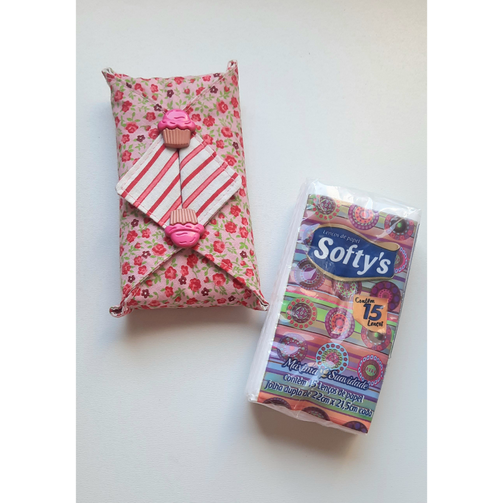 Porta lenço de papel + 1 Pacote de lenço artesanal lembrança mimo
