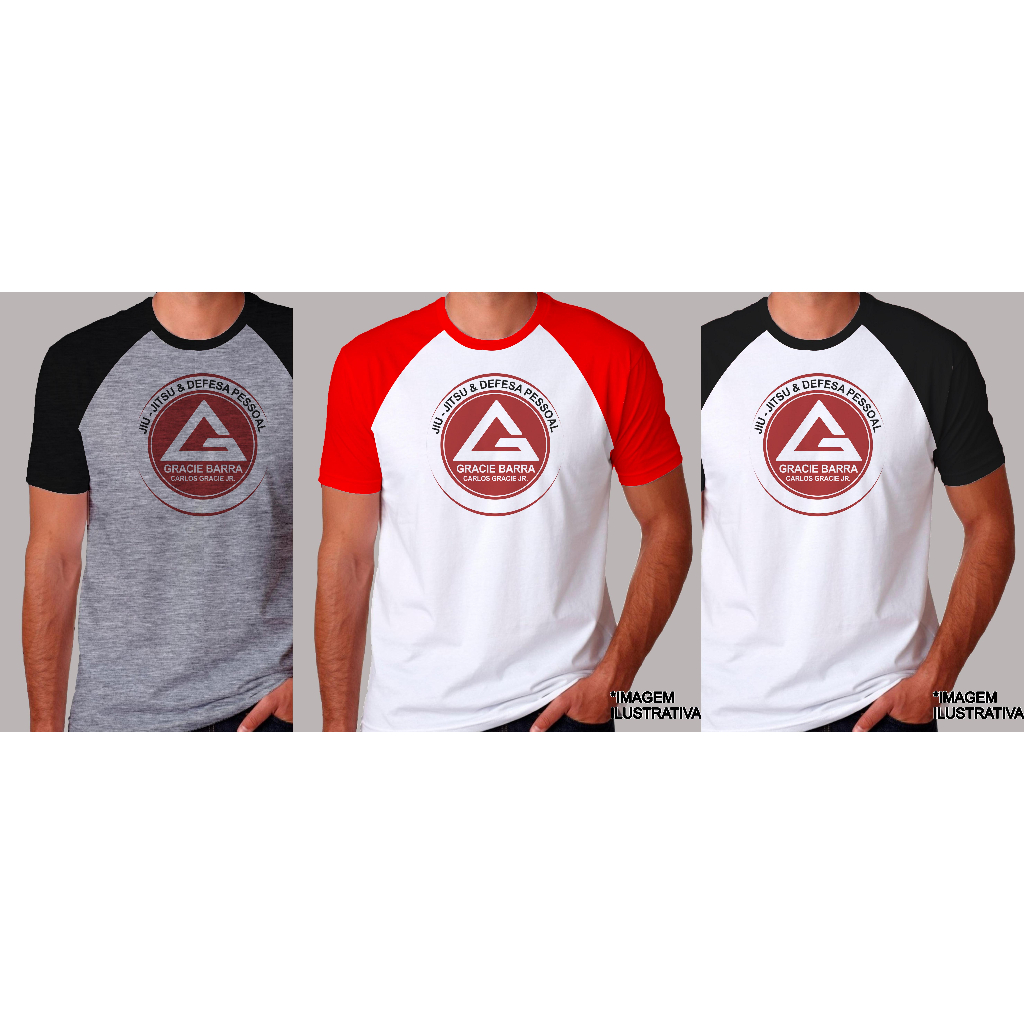 Camisa estampada Gracie barra, jujitsu e defesa pessoal