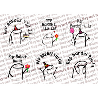 Papel de arroz CORTADO para Bento cake, Mini Bolo, Bolo Marmita com 6 unidades de 9cm do tema Flork Meme em Oferta na Shopee