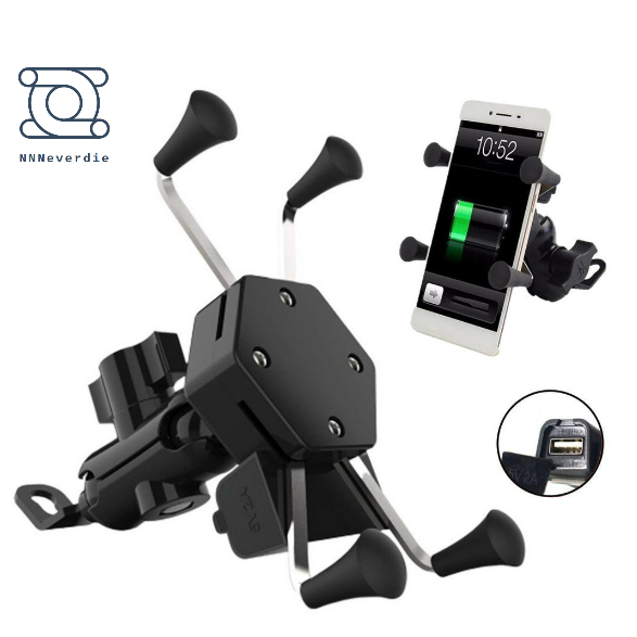 Suporte De celular para Moto Motocicleta com Carregador Usb Gps Articulado Pinca Aranha Aluminio em Oferta na Shopee