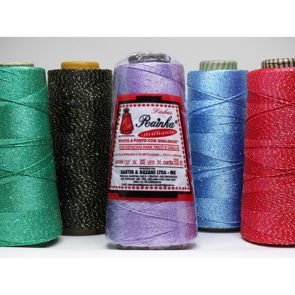 Linha De Tricô Rainha Lurex dourada ouro Metalizada, Crochê 500m fio especial metalizado