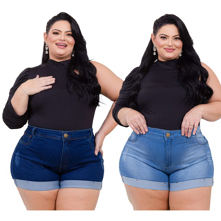 Short jeans Perna dobrada Plus Size tamanho grande  46-64 em Oferta na Shopee
