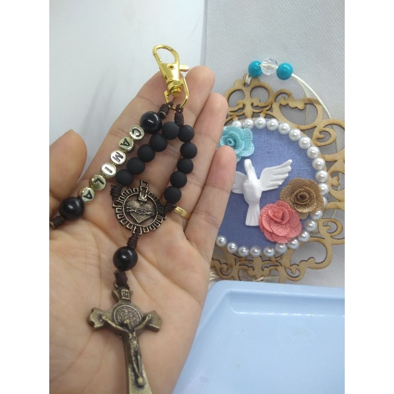 Chaveiro MINI TERÇO, 1 UNIDADE, personalizada com nome, presentes personalizados, lembrancinhas, batismo, aniversário,  lembrança de nascimento, casamentos, primeira comunhão, crisma, lembrancinha personalizada
