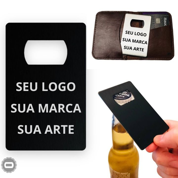 Abridor de Garrafas Cartão em Aço Inox (Personalize) Logo - Foto