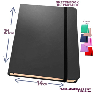 Caderno sketchbook para desenho 21x14 várias cores folhas amareladas 90g em Oferta na Shopee