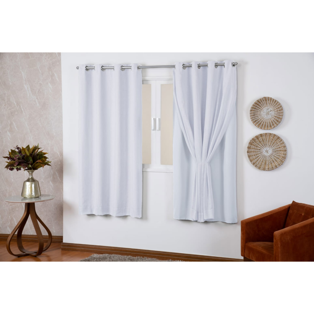 Cortina Linho Gaze Com Forro Blackout Tecido Para Janela 2.50x1.50 Quarto Sala