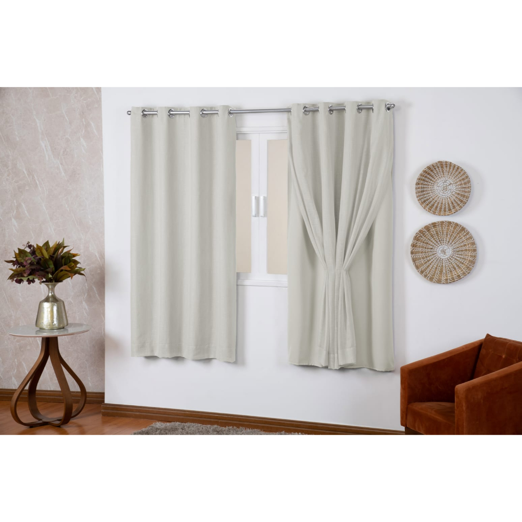 Cortina Linho Gaze Com Forro Blackout Tecido Para Janela 2.50x1.50 Quarto Sala