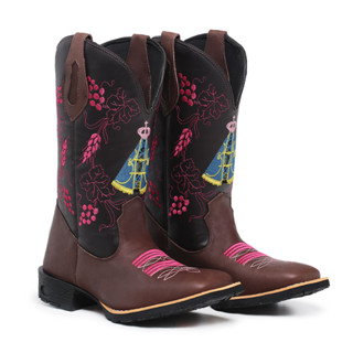 BOTA TEXANA FEMININA BICO QUADRADO NOSSA SENHORA APARECIDA