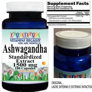 Vitamins Because Ashwagandha 1500mg 180 capsulas Original Importada
